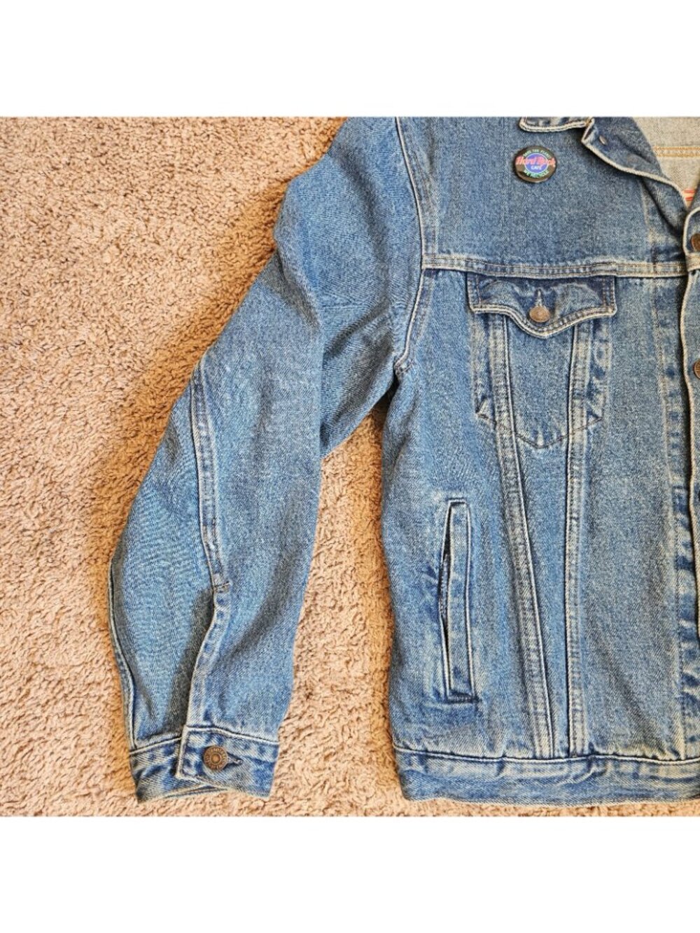Vtg Levis Jean Jacket M Britain Hard Rock London Denim 70503-02 Trucker 80s 90s - Picture 11 of 14
